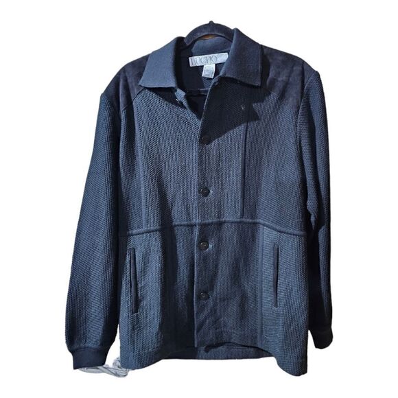 LUCHO HOUSTON Men's Black Knit & Suede Jacket- Size 38 - Picture 1 of 7